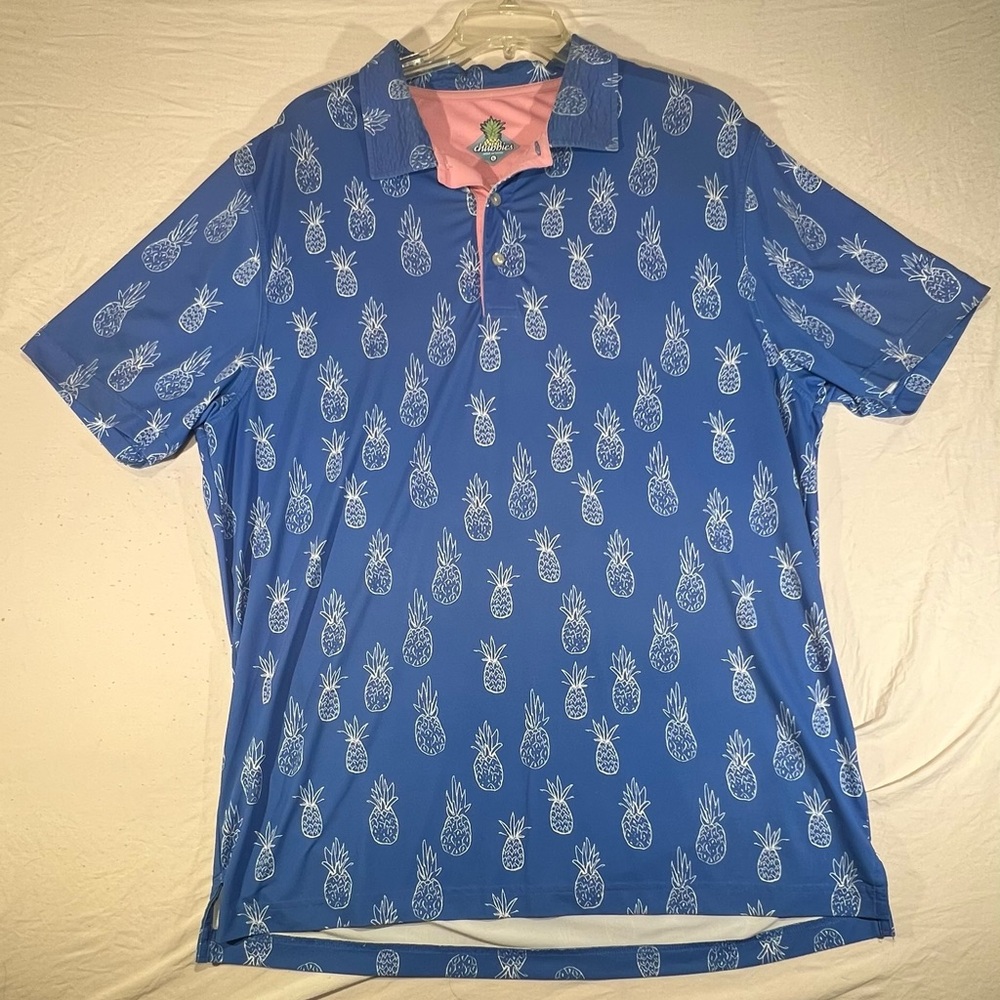 Chubbies Men’s Pineapple Print Performance Golf Casual Polo Shirt Size L